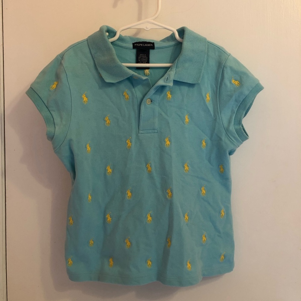 Ralph Lauren Girl’s All-Over Polo In Aqua Blue